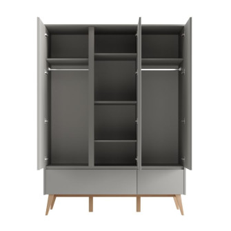 Armario de ropa con 3 puertas (colección Classy Gray)